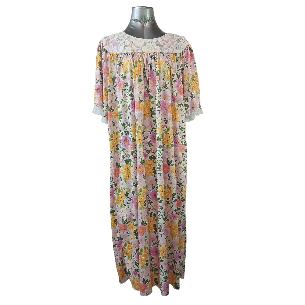 Spirit Floral Lace Yoke Costume Nightgown Dress Pink Yellow Women 1X 01673458